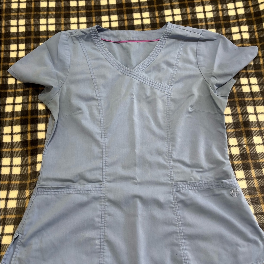 Healing Hands Light Blue Scrub Top